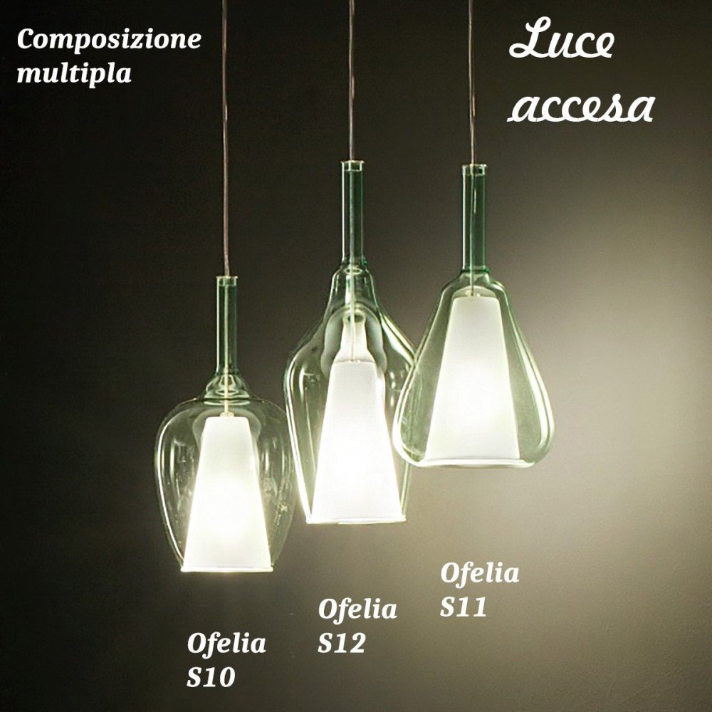Sospensione vetro verde trasparente Gea Luce OFELIA S10