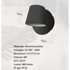 Moderne Wandleuchte Lampadari Bartalini OELILAG Schwarz AP102 LED