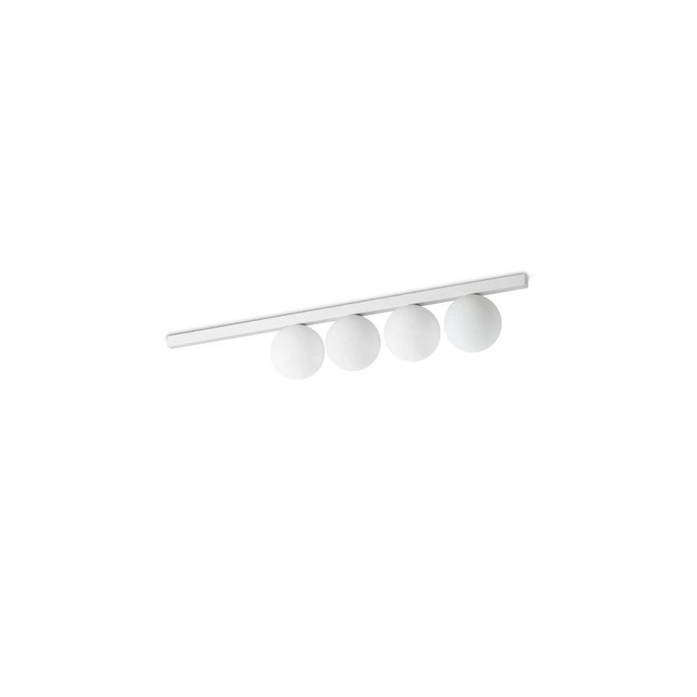 Plafoniera moderna Ideal Lux BINOMIO PL4 G9 LED metallo bianco sfere vetro bianco