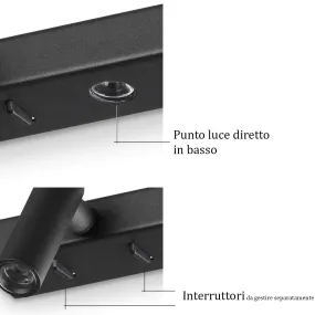 Aplique de pared LED Ideal Lux BONNE NUIT 336787 NEGRO