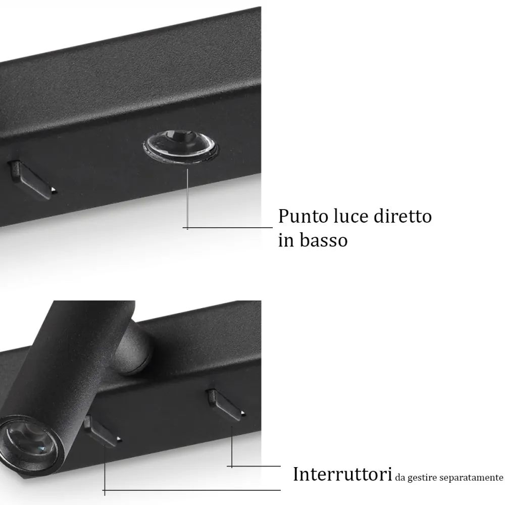 Aplique de pared LED Ideal Lux BONNE NUIT 336787 NEGRO