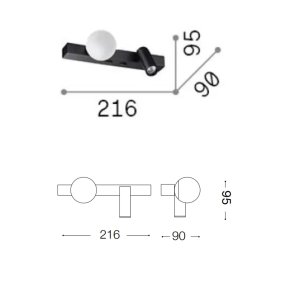 Applique murale moderne Ideal Lux PING PONG 336664 NOIR