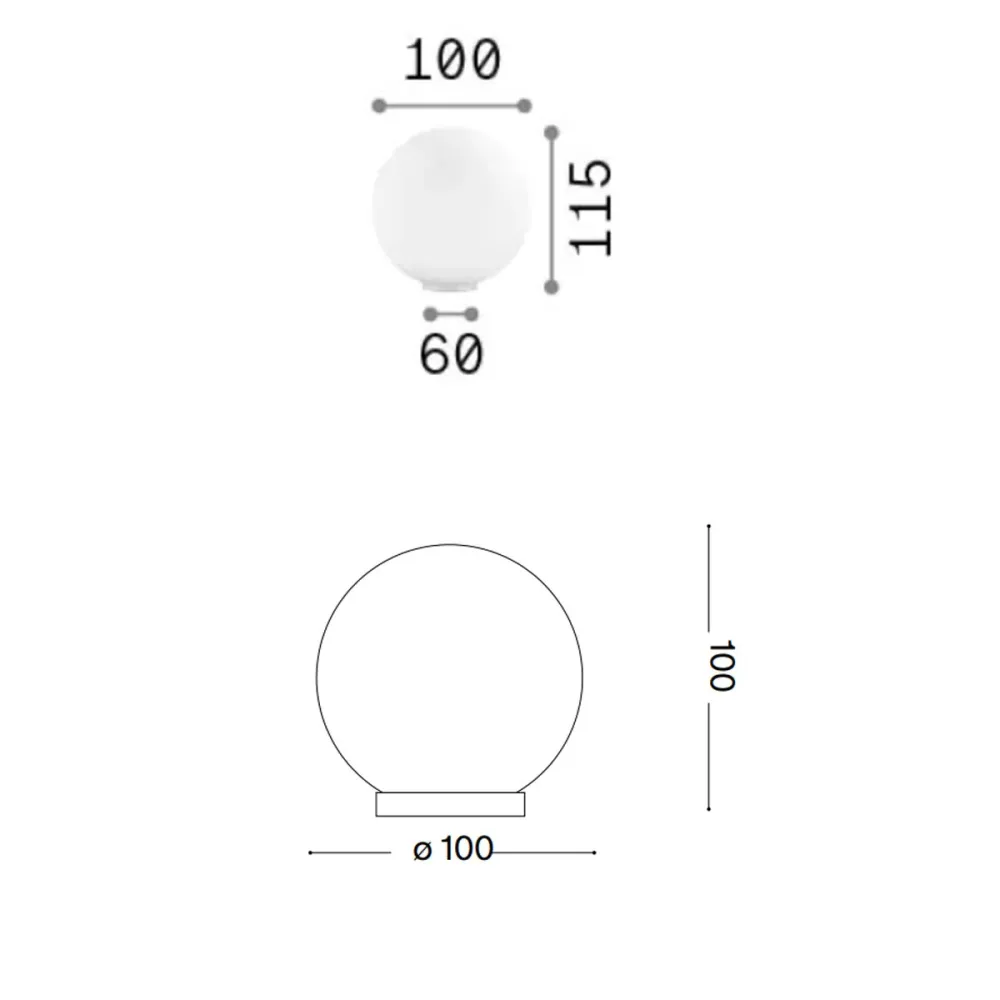 Kugelförmiger Lampenschirm aus weißem geblasenem Glas Ideal Lux MAPA TL1 D10 310817