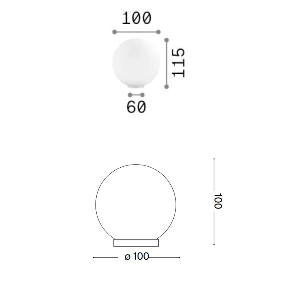 Abat-jour sfera vetro soffiato bianco Ideal Lux MAPA TL1 D10 310817