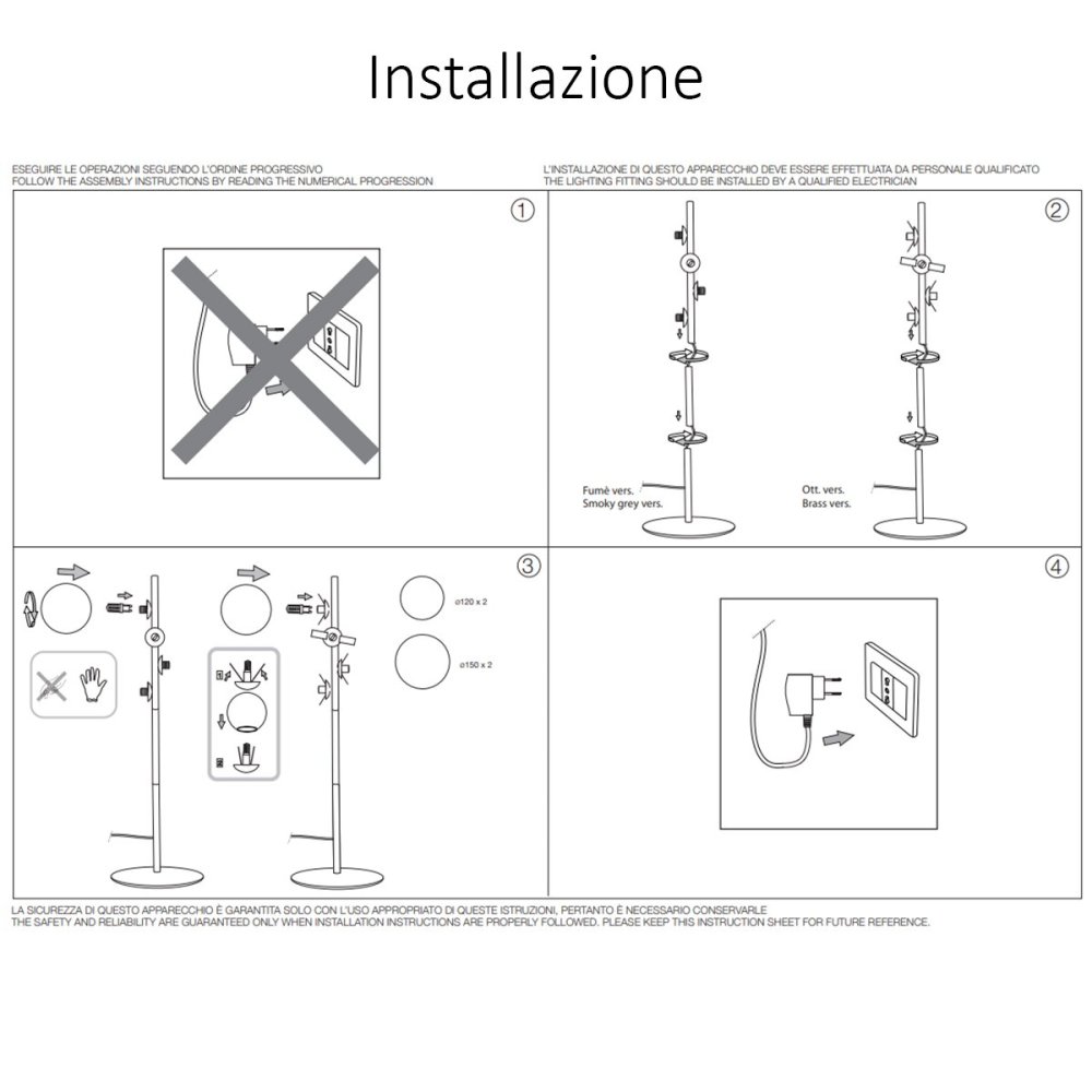 Lampadaire moderne Ideal Lux PERLAGE 306988