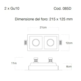 Spot encastré plâtre Lampadari Bartalini ORDAUQ D 085D GU10 LED