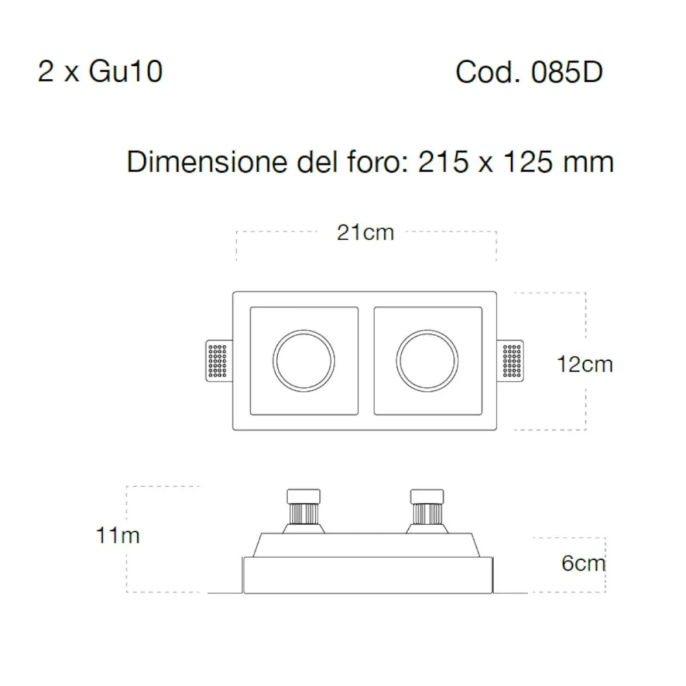 Spot encastré plâtre Lampadari Bartalini ORDAUQ D 085D GU10 LED