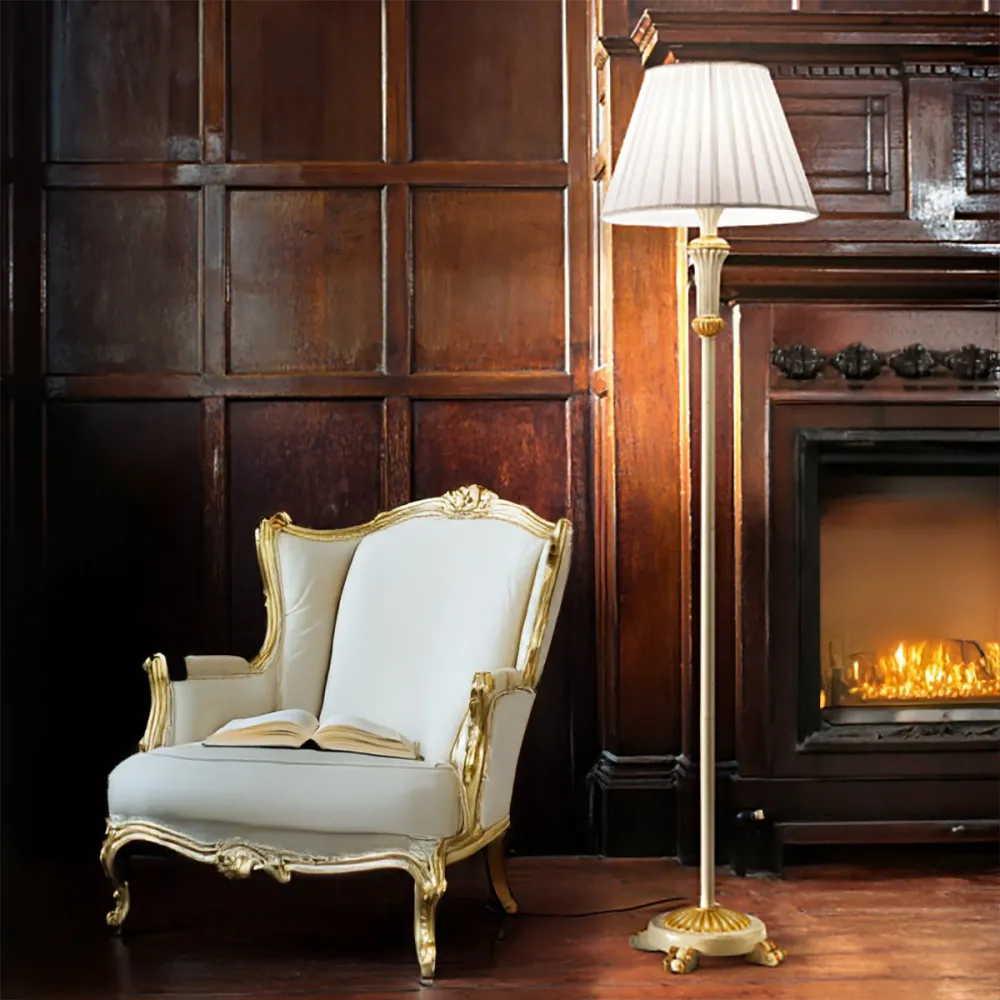 Klassische handgefertigte Stehleuchte Ideal Lux FIRENZE PT1 002880 WEISSGOLD