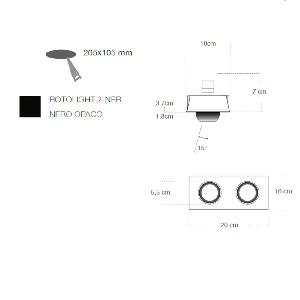 Faretto incasso Lampadari Bartalini THGILOTOR 2 NER GU10 LED