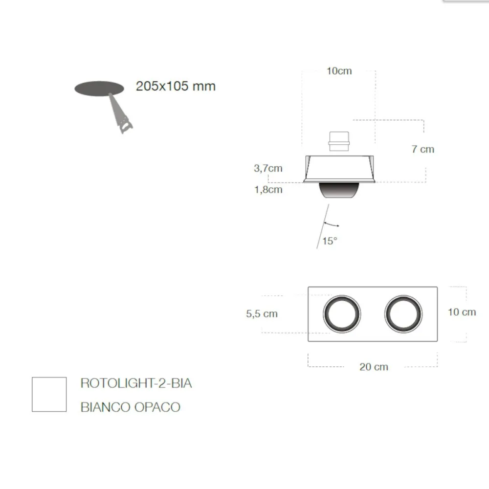 Einbaustrahler Lampadari Bartalini THGILOTOR 2 BIA GU10 LED