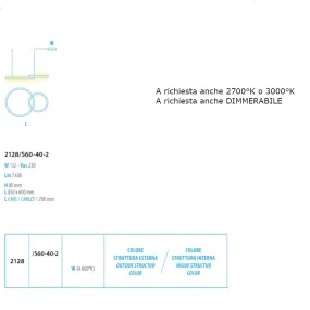 Lámpara de araña LED moderna de doble emisión Fratelli Braga LOOP 2128 S60 40 2