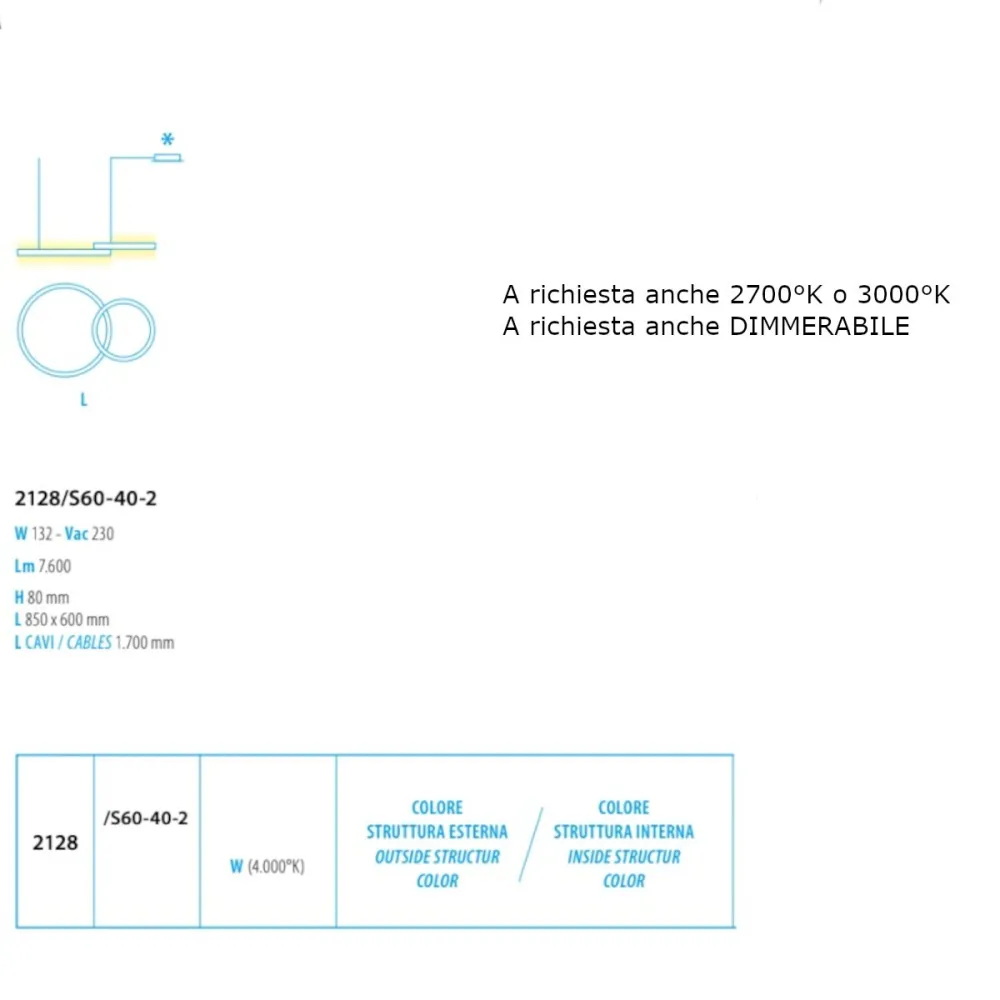 Lampadario Led biemissione moderno Fratelli Braga LOOP 2128 S60 40 2
