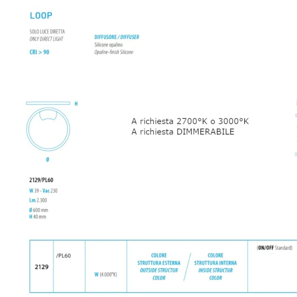 Loop 2129 Decken- oder Wandleuchtenring, Kreis, integriertes LED-Modul.