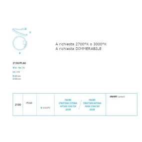 Lustre anneau Spira 2130, sinueux, rond, led intégré 82W.