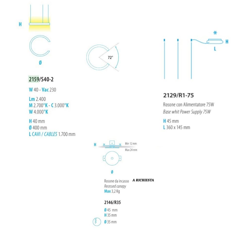 Lampadario led moderno Fratelli Braga HUG 2159 S40-2