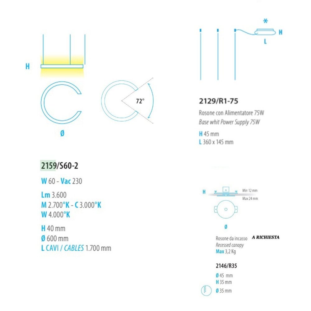 Lampadario led moderno Fratelli Braga HUG 2159 S60-2