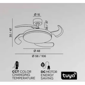 Ventilatore moderno Perenz AURA 7190 B CT LED