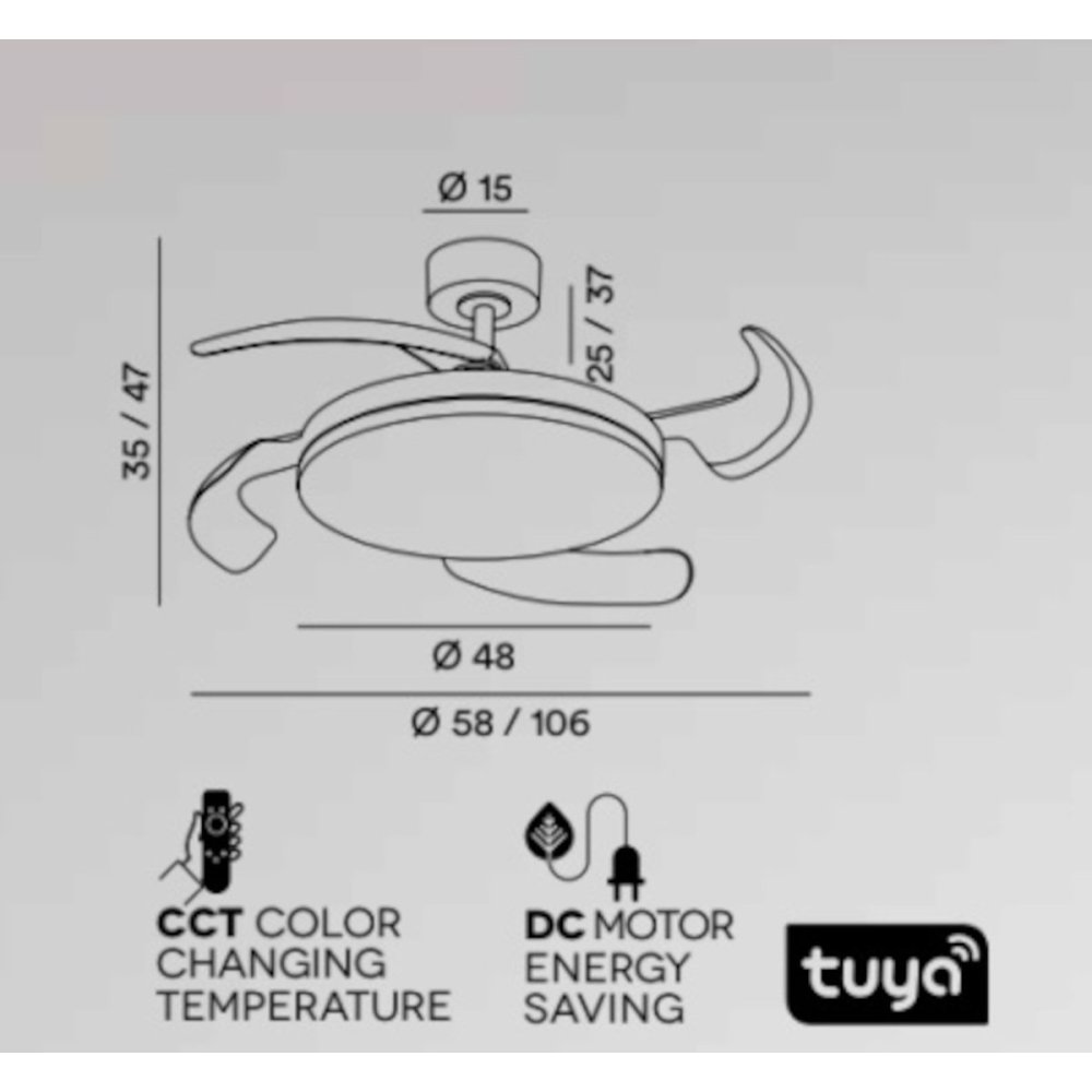Ventilatore moderno Perenz AURA 7190 B CT LED