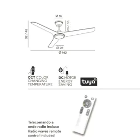 Perenz NOVA 7194 BCT LED IP66 moderner Deckenventilator