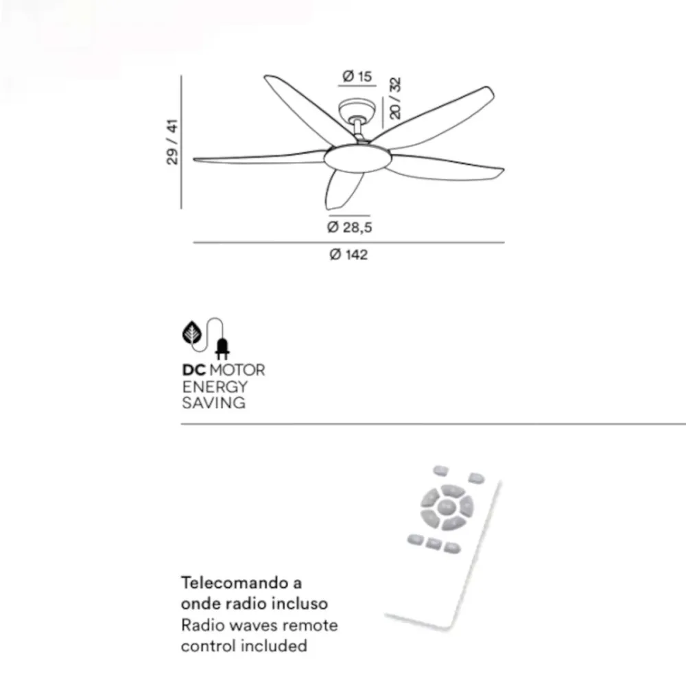 Ventilatore moderno Perenz WIND 7200 B CT metallo acrilico