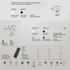 Ventilatore plafoniera Perenz illumina EDDY 7208 6248 E27 LED