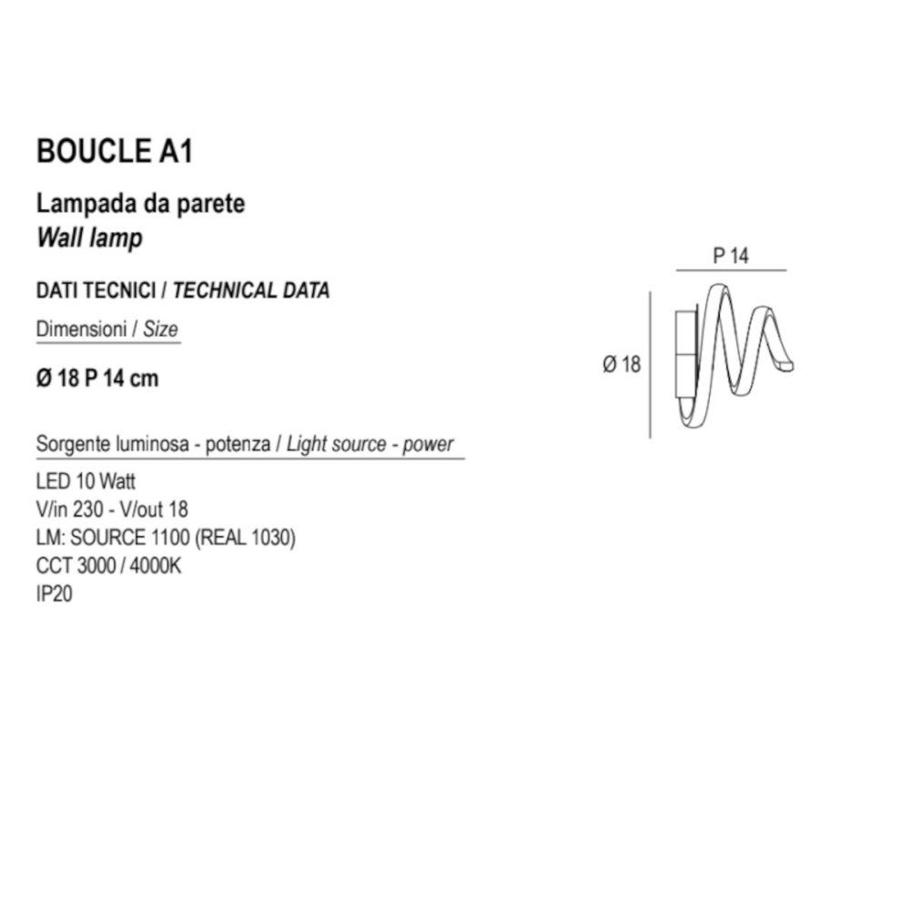 Lámpara de pared LED moderna Promoingross BOUCLE A1