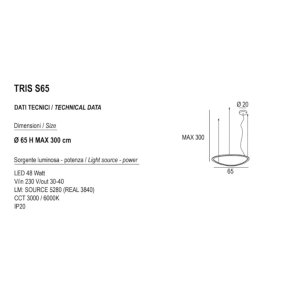 Lámpara de araña moderna Promoingross TRIS S65 NE LED
