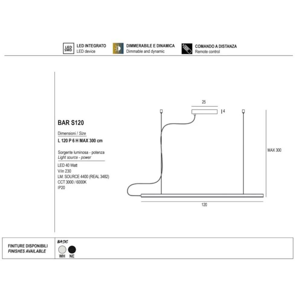 Lámpara de araña moderna Promoingross BAR S120 LED