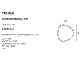 Lámpara de techo LED Promoingross TRIS PL65 MN MW