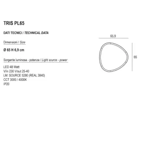 Plafonnier LED Promoingross TRIS PL65 MN MW