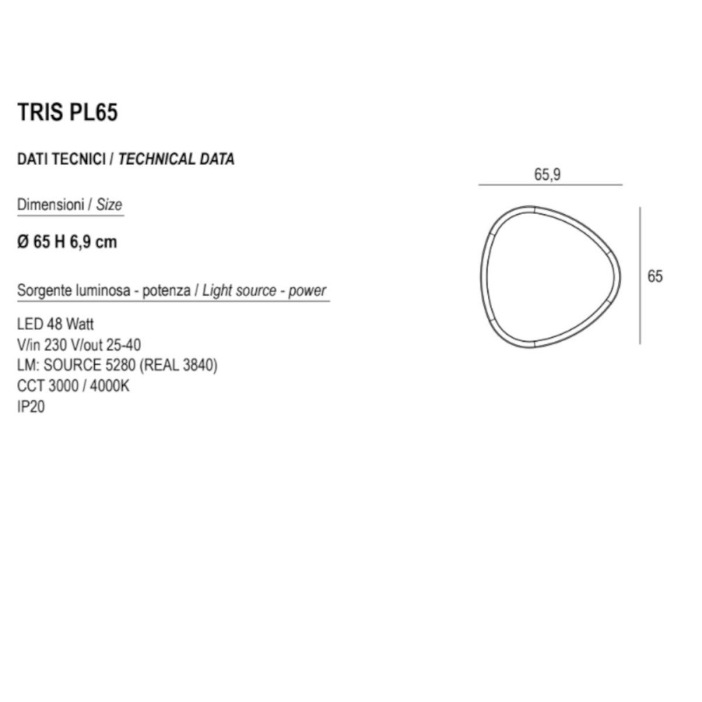 Lámpara de techo LED Promoingross TRIS PL65 MN MW