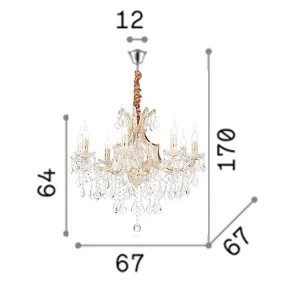 Lustre en cristal doré Ideal Lux NAPOLEON SP8 OR 167398