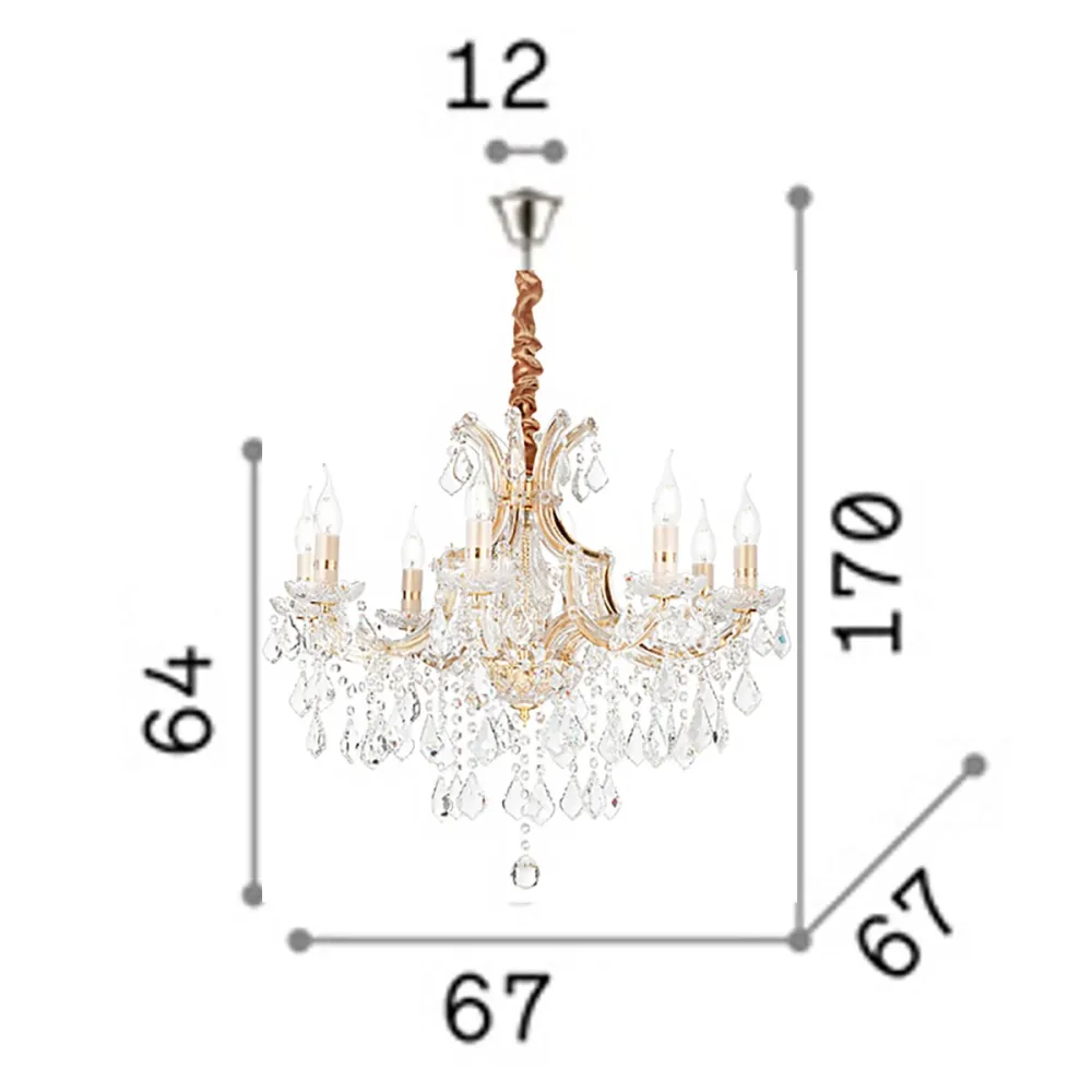 Goldkristall-Kronleuchter Ideal Lux NAPOLEON SP8 OR 167398