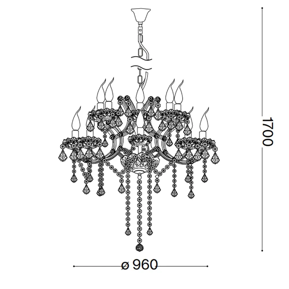 Lampadario cristallo oro Ideal Lux NAPOLEON SP18 OR 167411