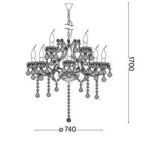 Ideal Lux NAPOLEON SP12 CR 167251 Kronleuchter aus poliertem Chromkristall