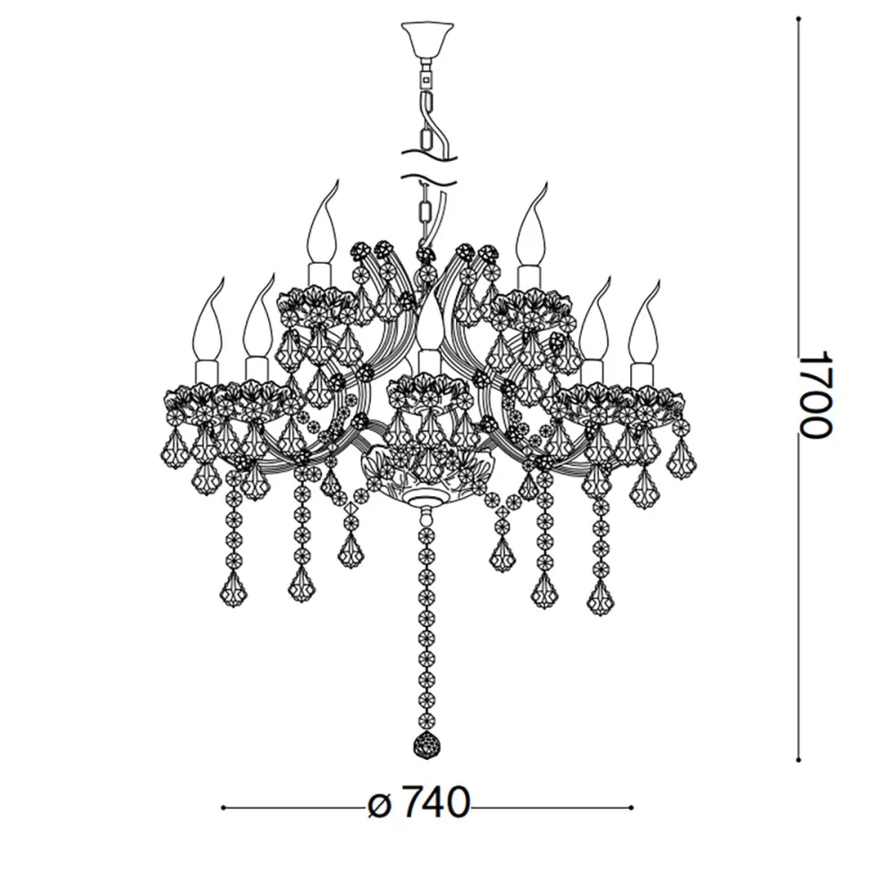 Lustre en cristal chromé poli Ideal Lux NAPOLEON SP12 CR 167251