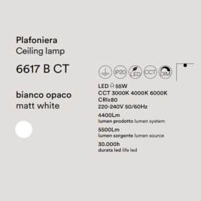 Perenz RITMO 6617 B LC LED moderne Deckenleuchte, weiß