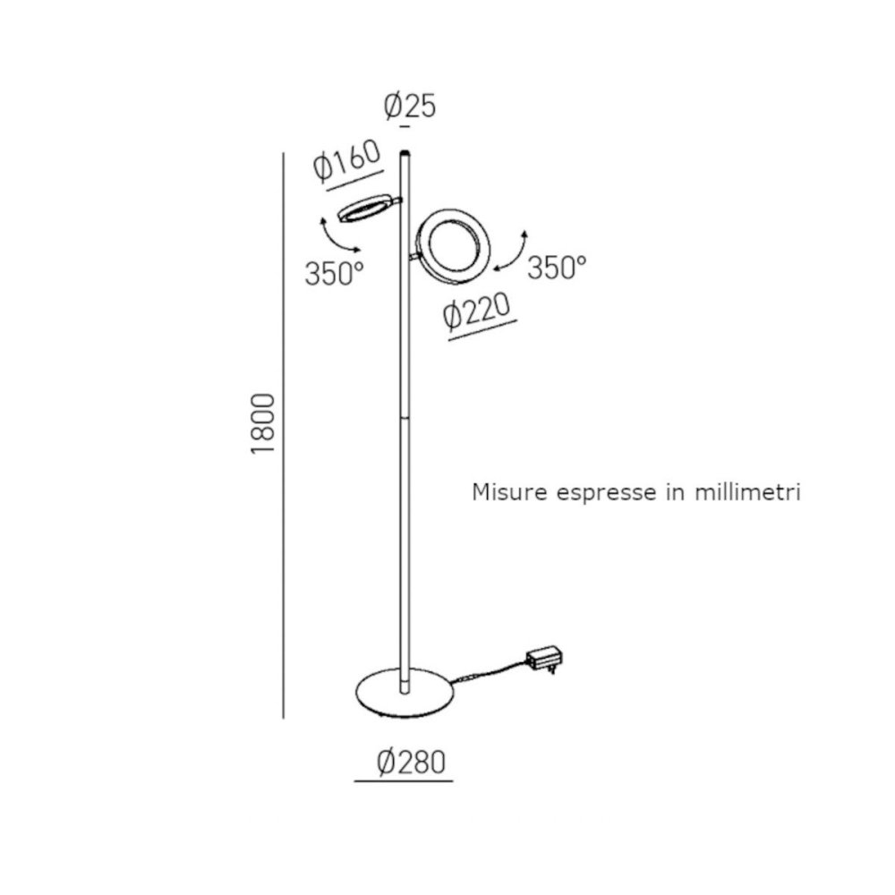 Lámpara de pie moderna LED Gea Luce GPIB32