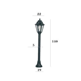 Lampadaire d'extérieur Top Light ASTI PA140 NE