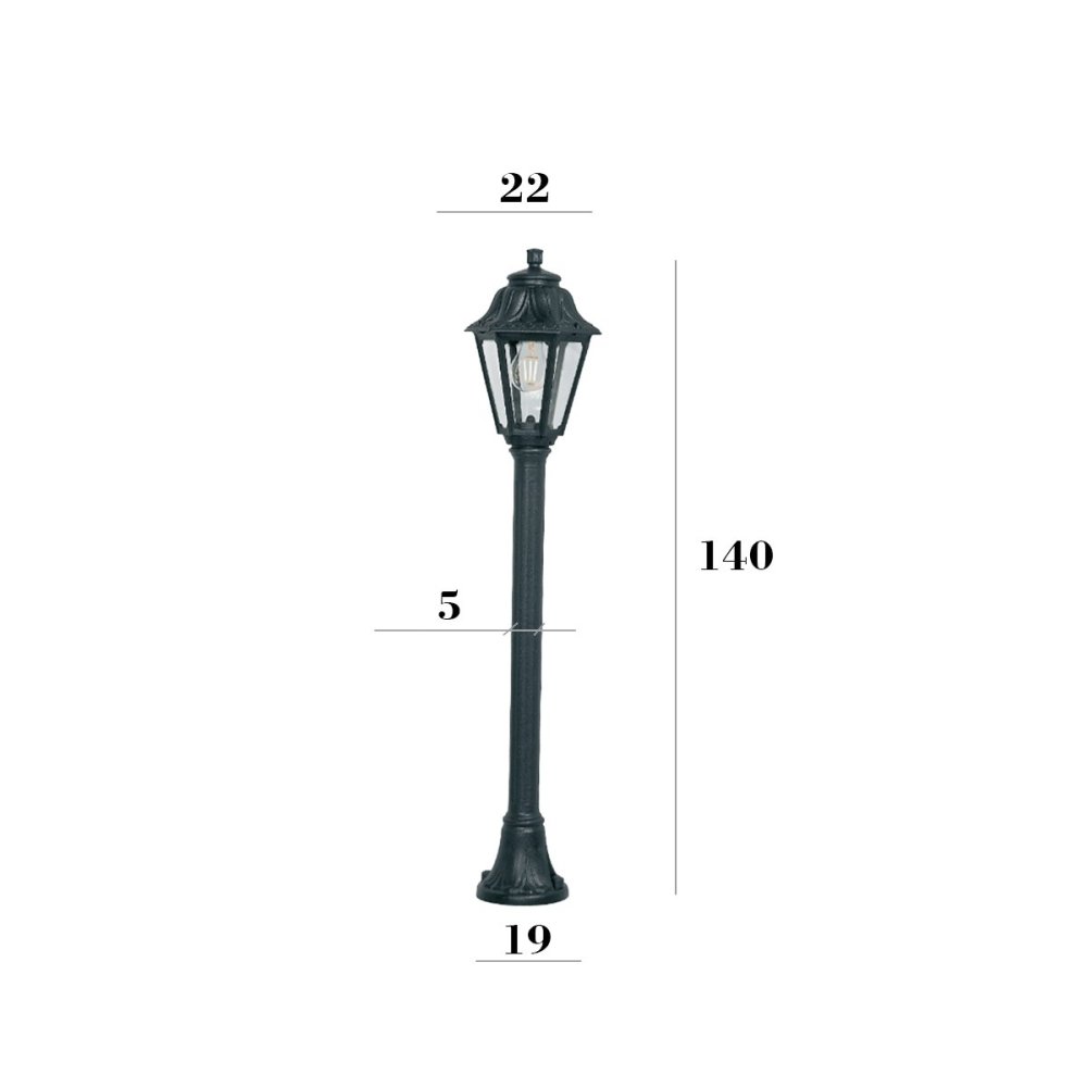 Lampadaire d'extérieur Top Light ASTI PA140 NE