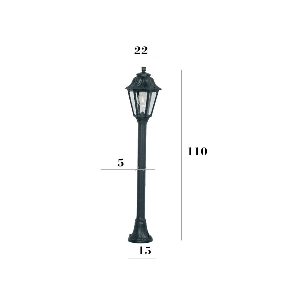 Lampadaire d'extérieur Top Light ASTI PA110 NE