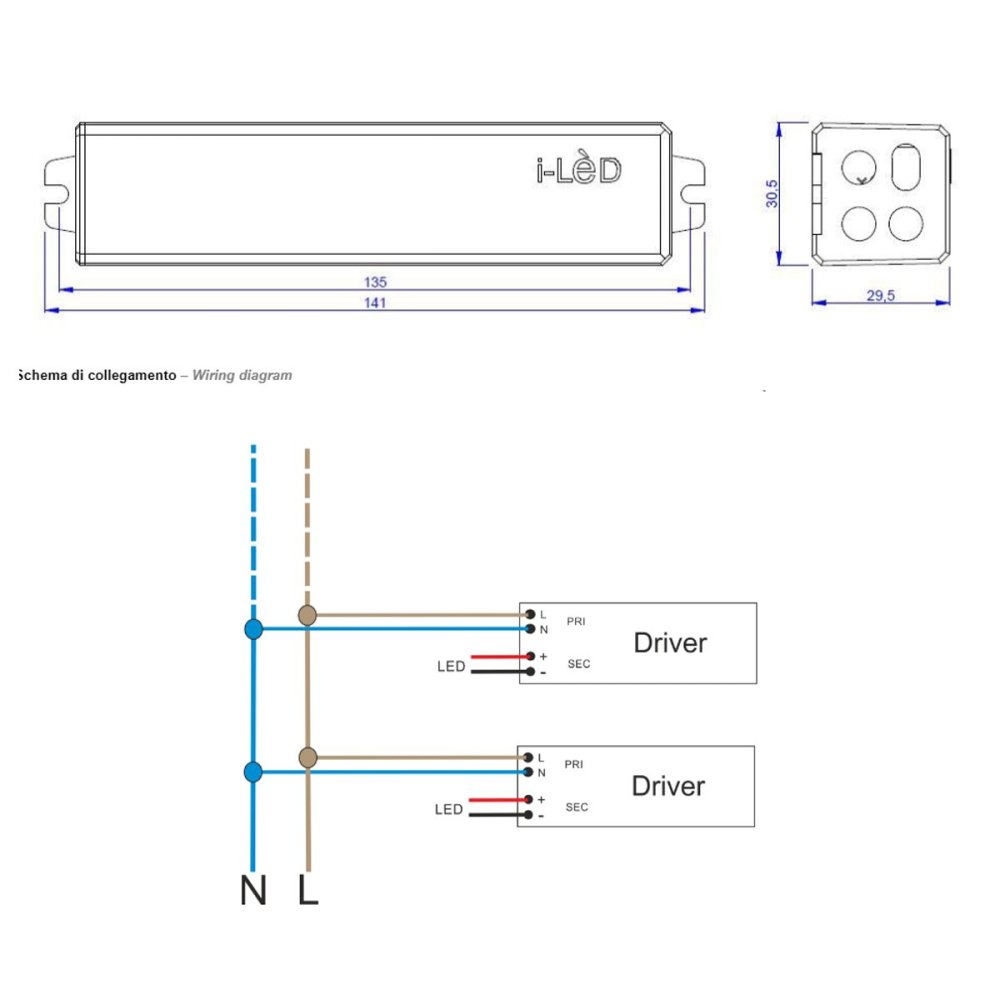 Alimentatore Linea Light C-E200008 driver esterno IP67