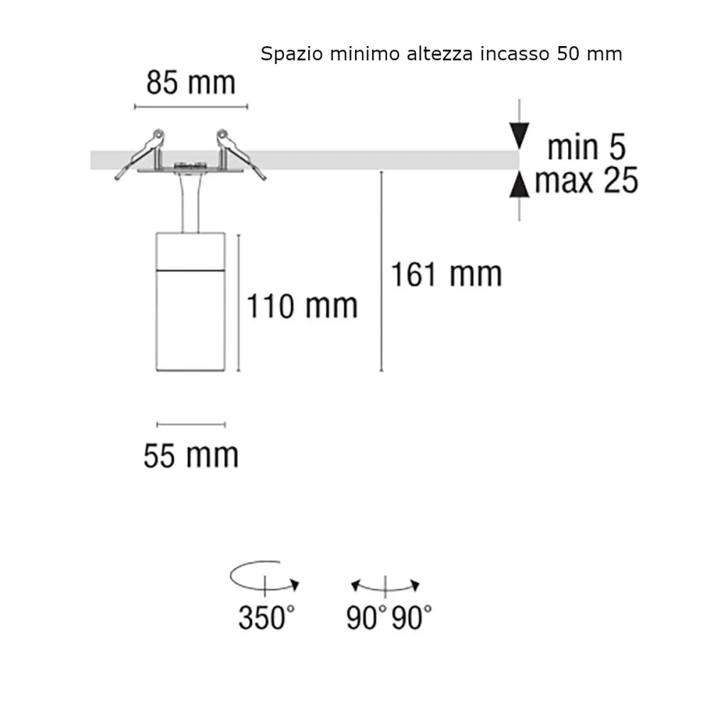 Verstellbarer Einbauspot Pan International SLIM BLACK TC-CB