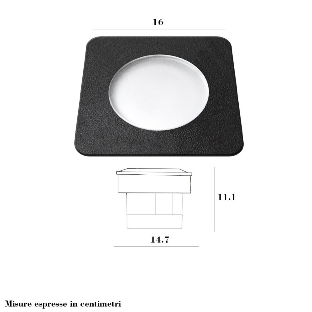 Faretto incasso quadrato calpestabile Top Light CAPRI BIG CA QD16 GR