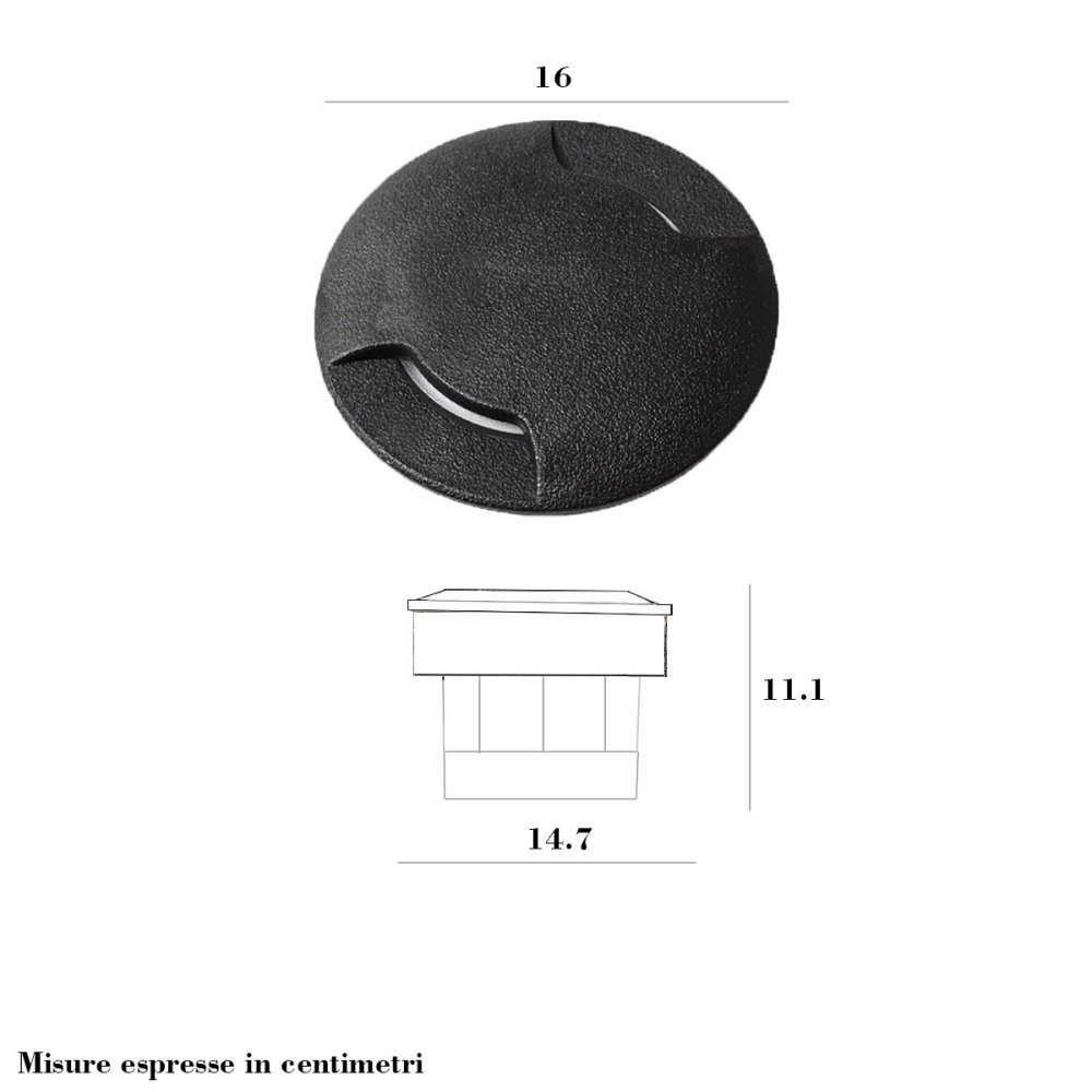 Faretto incasso tondo calpestabile biemissione Top Light CAPRI CA TB16 GR