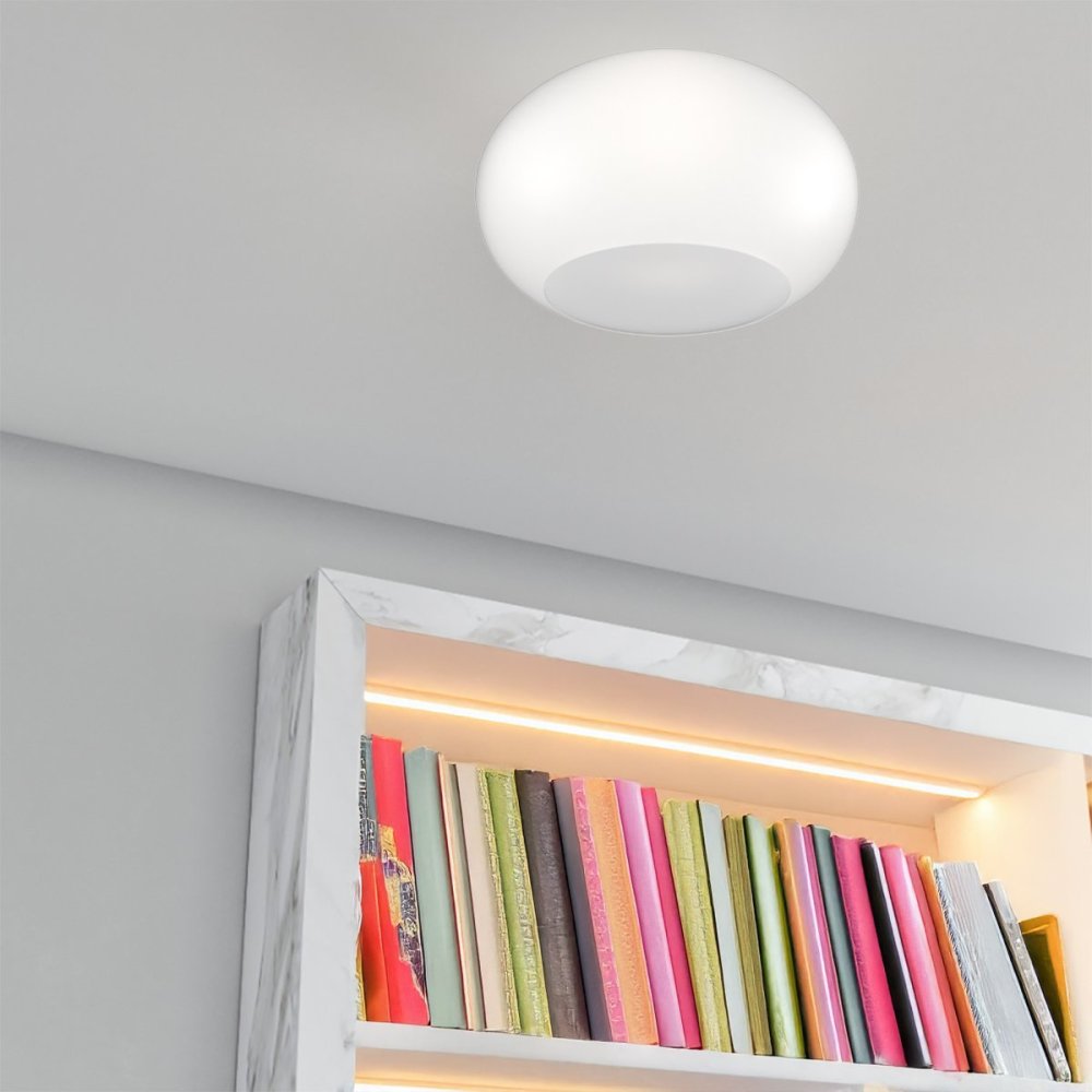 Plafoniera vetro soffiato bianco latte Top light CASPER 1218 PL42 BI E27 LED