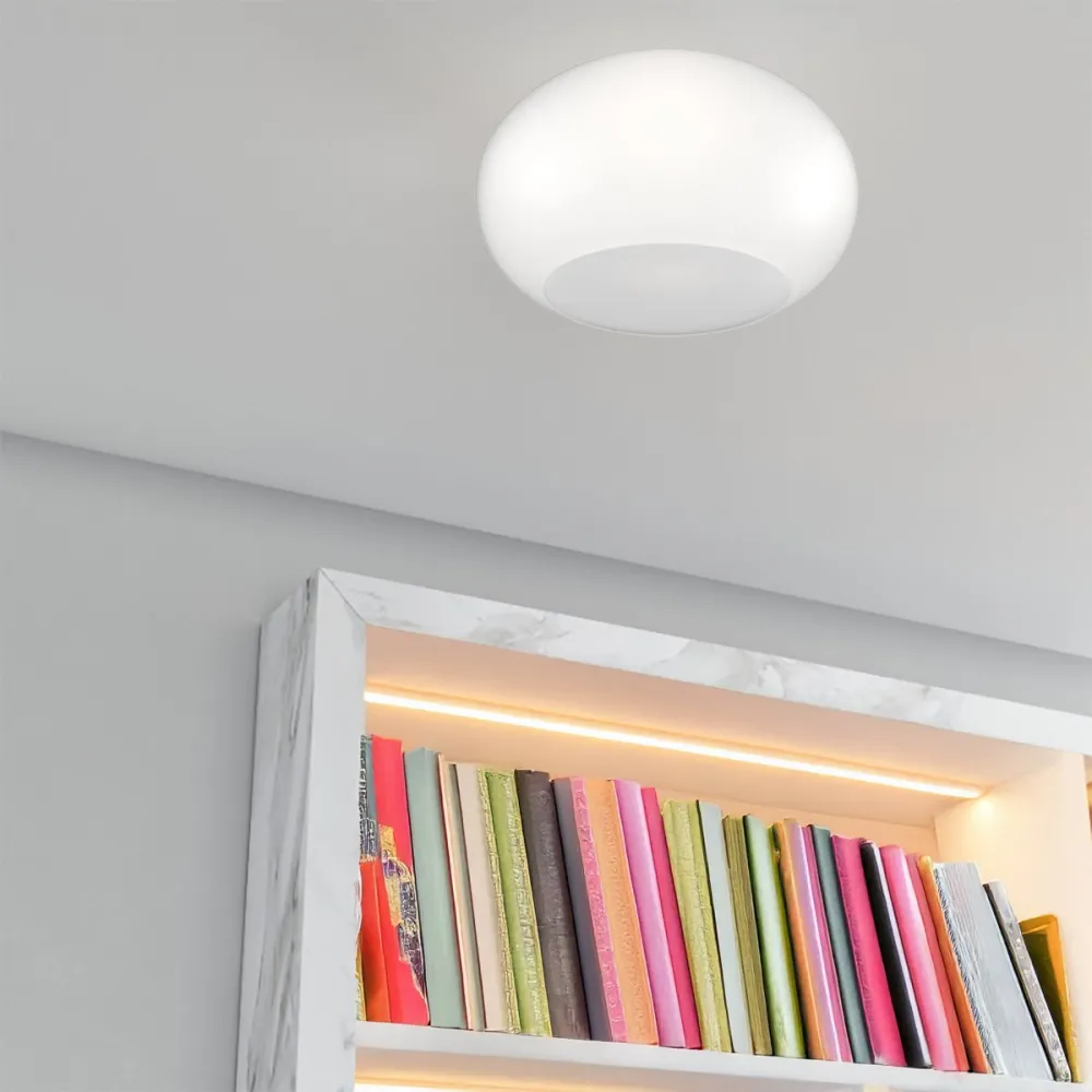 Plafoniera vetro soffiato bianco latte Top light CASPER 1218 PL42 BI