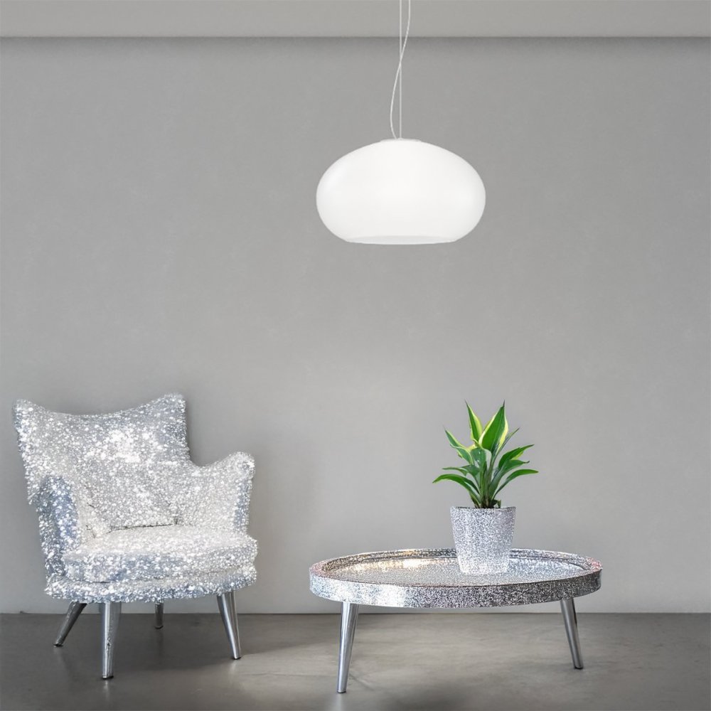Lampadario vetro soffiato bianco latte Top light CASPER 1218 S42 BI E27 LED