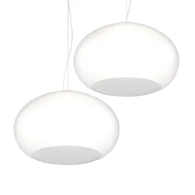 Lustre 2 lumières en verre soufflé blanc Top light CASPER 1218 S2 S55 BI