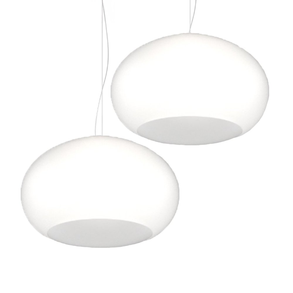 Lustre 2 lumières en verre soufflé blanc Top light CASPER 1218 S2 S55 BI